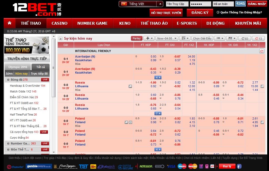 Giao Diện Hệ Thống 12BET - 12BET.COM